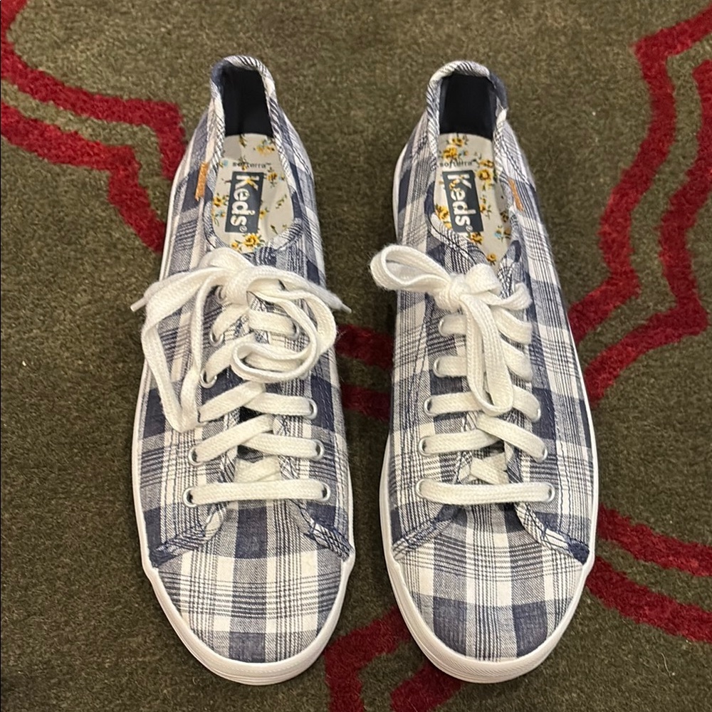 Keds Blue and White Checkered Sneakers